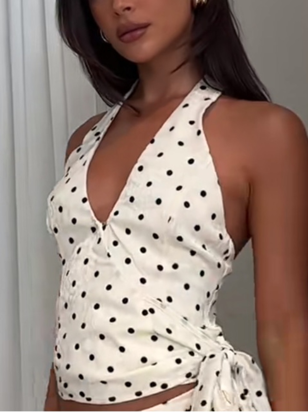 Princess Polly White Polka Dot Halter Tank Top